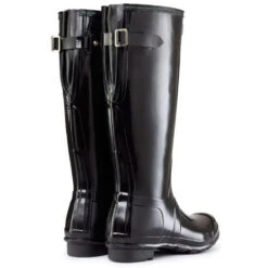 Hunter Women's Original Back Adjustable Gloss Rain Boots In Black -Vans || Blundstone || Hunter Sales 1 7 179 hunt tall adjustable gloss black 1 1100x
