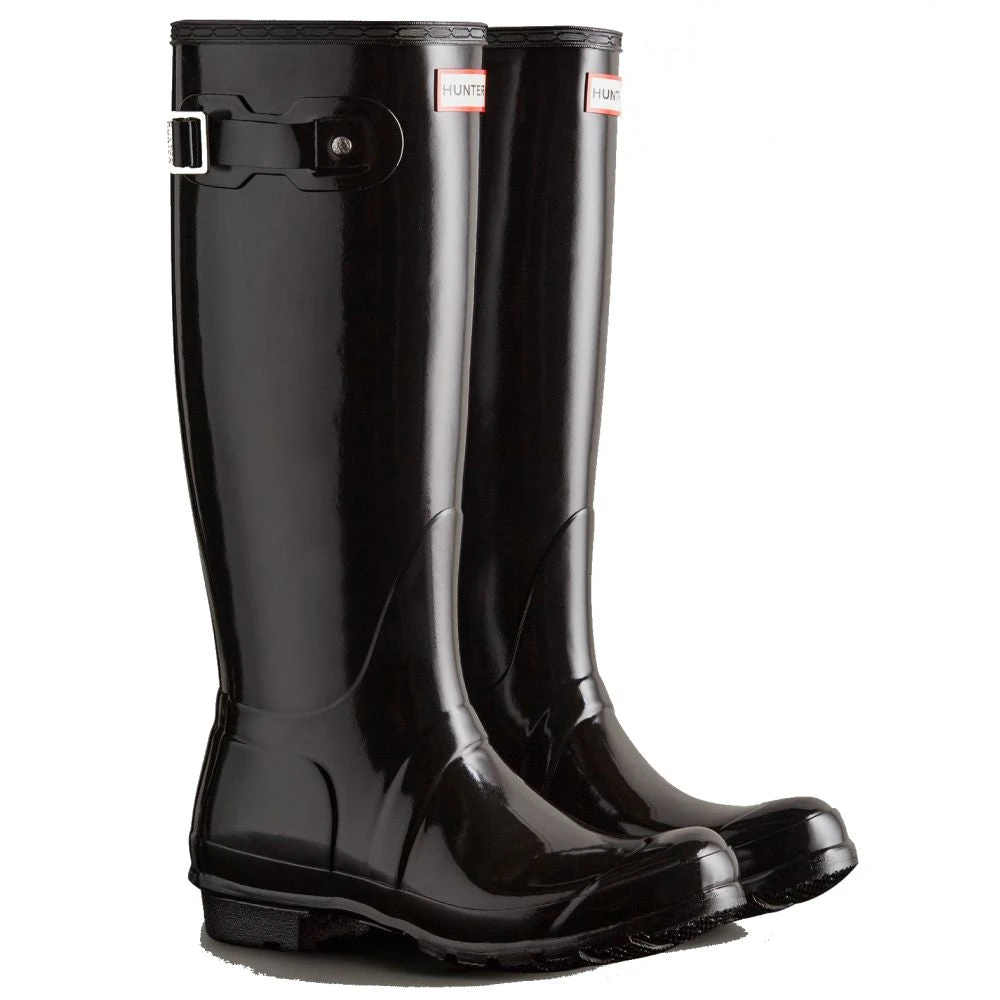 Hunter Women's Original Tall Gloss Rain Boots In Black 4 Hunter Women's Original Tall Gloss Rain Boots In Black - Image 2