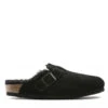 Birkenstock Boston Shearling Suede Leather In Black (Narrow Width)