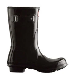 Hunter Women's Original Short Gloss Rain Boots In Black