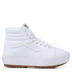 Vans Women's Sk8-Hi Canvas Stacked In True White