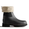 Hunter Women's Refined Stitch Roll Top Sherpa Boots In Black -Vans || Blundstone || Hunter Sales wfs1010nes blk 1100x